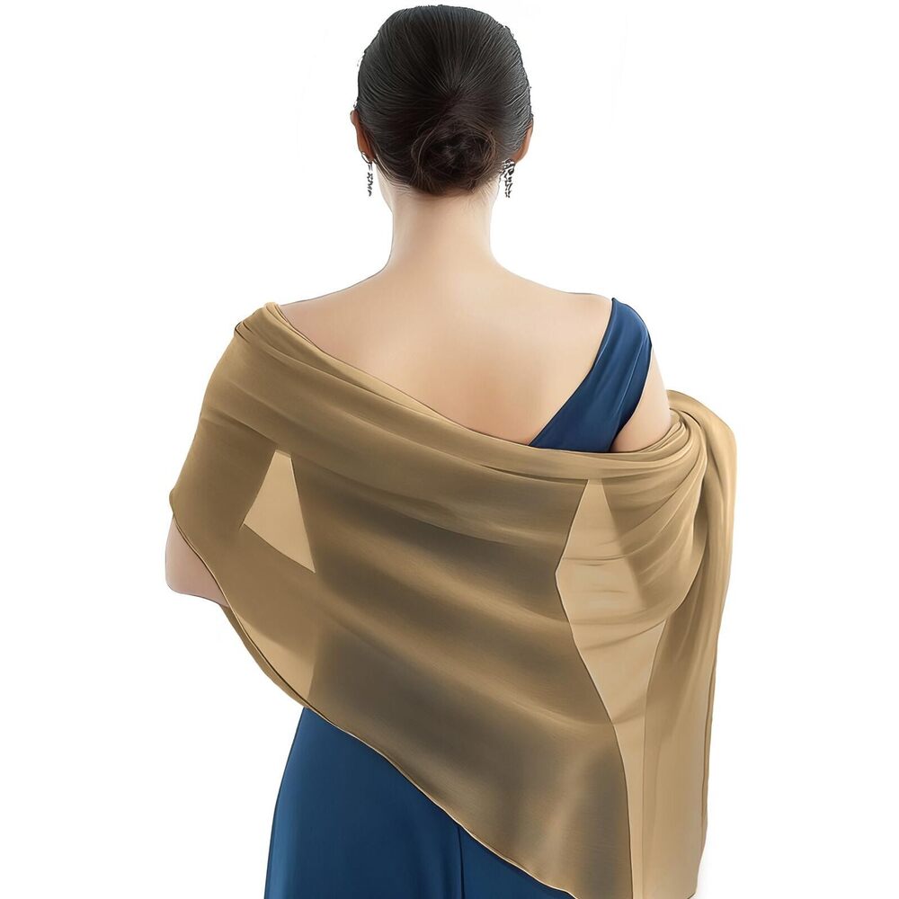 1864 Chiffon Sheer Shawl Wraps For Evening Dresses, Lightweight Soft Chiffon - Picture 2 of 7
